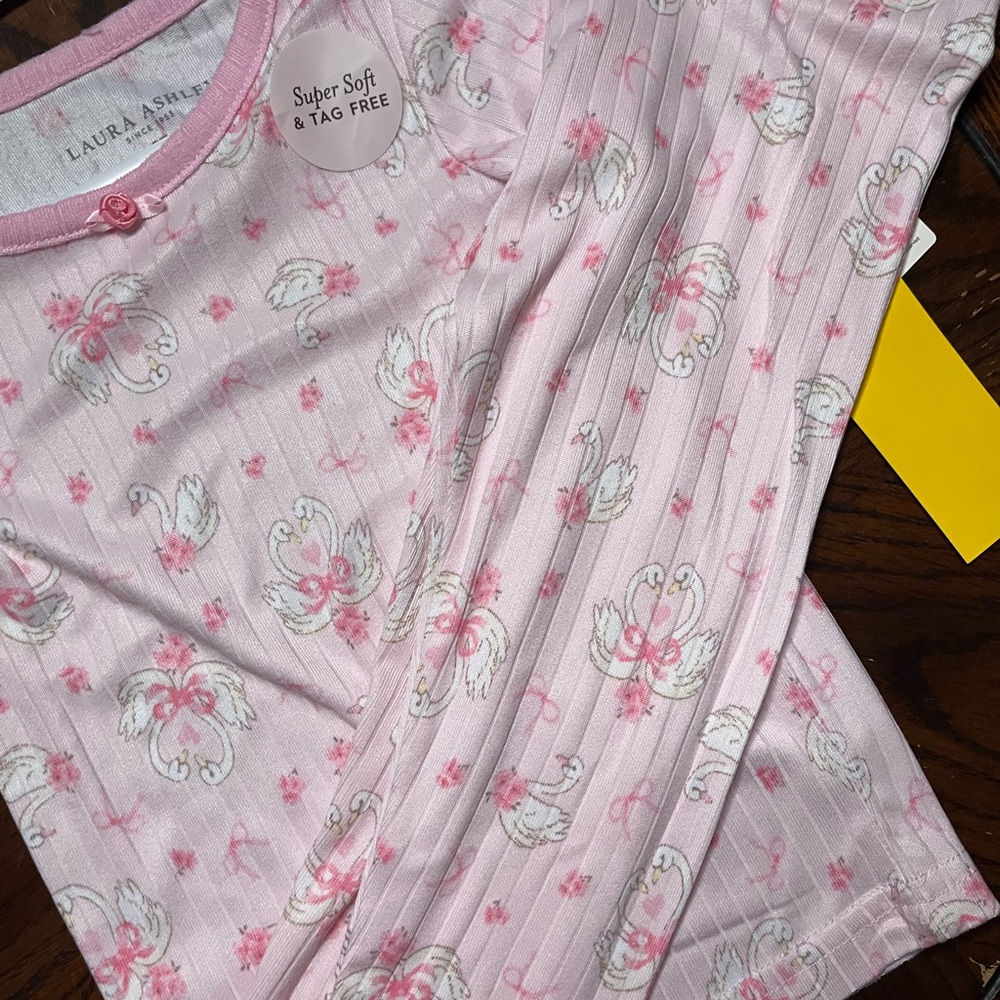Laura Ashley Pink Swan Print Top